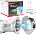 DV180 Magnetic Dryer Vent Kit, Airtight Seal Magntic Drver Vent Connector Kit, Including 6-Ply Aluminum Foil Duct and 2 Clamps, Easy to Clean Quick Connector Jansha Store