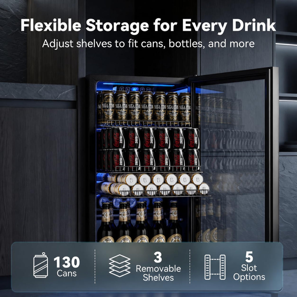 18L Beverage Refrigerator Cooler, 24-Can Mini Fridge with Glass Door Jansha Store