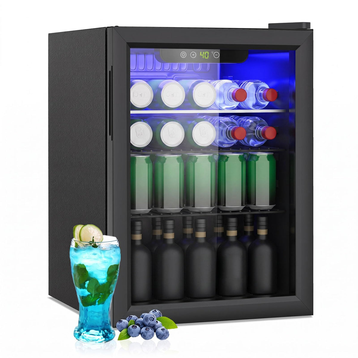 DOGHLY 1.7 Cu.ft Mini Fridge Glass Door, 72 Cans Beverage Refrigerator Jansha Store