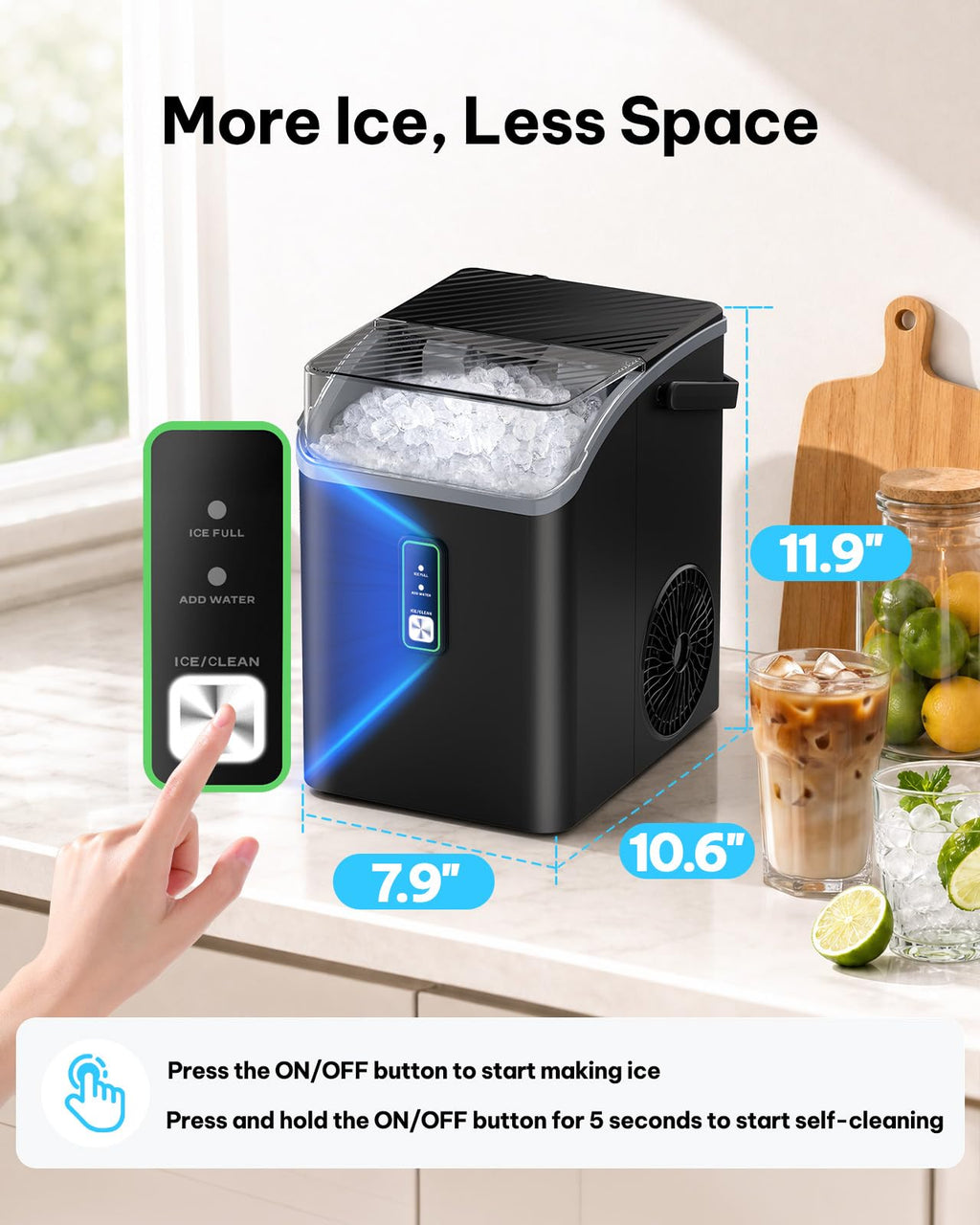 Silonn Ice Maker Countertop, 8 Bullet Ice Cubes in 6 Mins, 26.5 Lbs per Day, 2 Size Options, Self-Cleaning & Portable for Kitchen, Office, Party, RV Camping Jansha Store