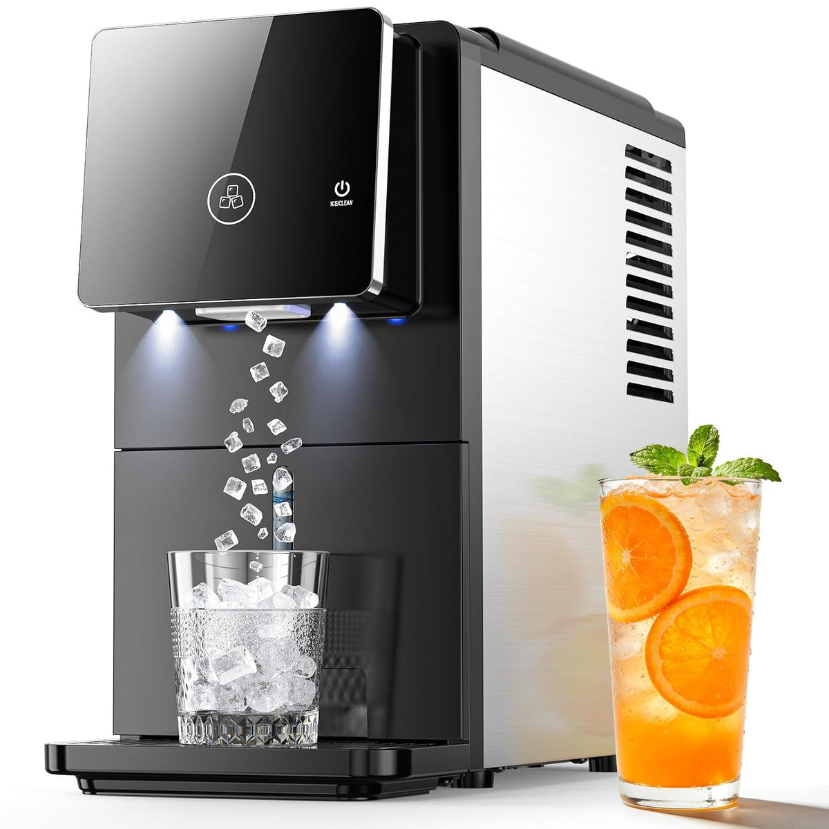 COWSAR Nugget Countertop Ice Maker, 33 lbs/Day Chewable Pellet Ice Machine with Self-Cleaning, Auto Lighting & Measured Dispensing, Portable Pebble Ice Maker for Home, Kitchen, Office, Black Jansha Store
