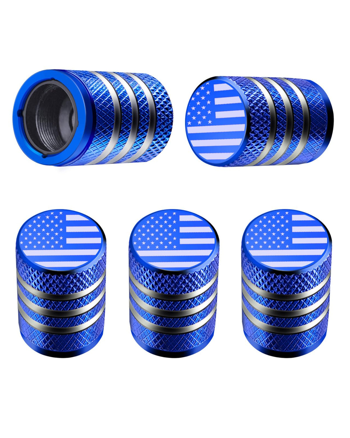 DECURCAR Tire Valve Stem Caps 5 Pack American Flag - Black Jansha Store