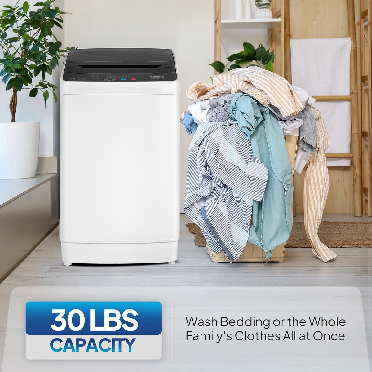 ROVSUN 30LBS Washing Machine, Full-Automatic Portable Washer with Stainless Steel Drum, Electric Laundry Machine, Washer and Spin Dryer Combo with Drain Pump for Home, Apartment Jansha Store