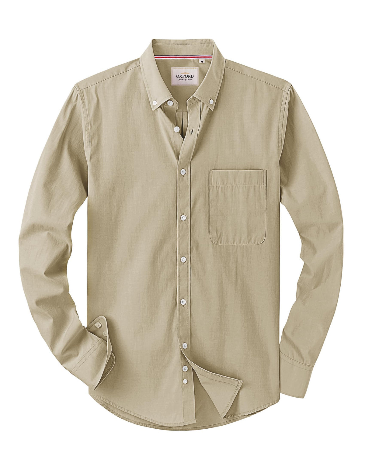 Alimens & Gentle Mens Solid Oxford Shirt Long Sleeve Dress Shirt Work Casual Button Down Shirts with Pocket Jansha Store