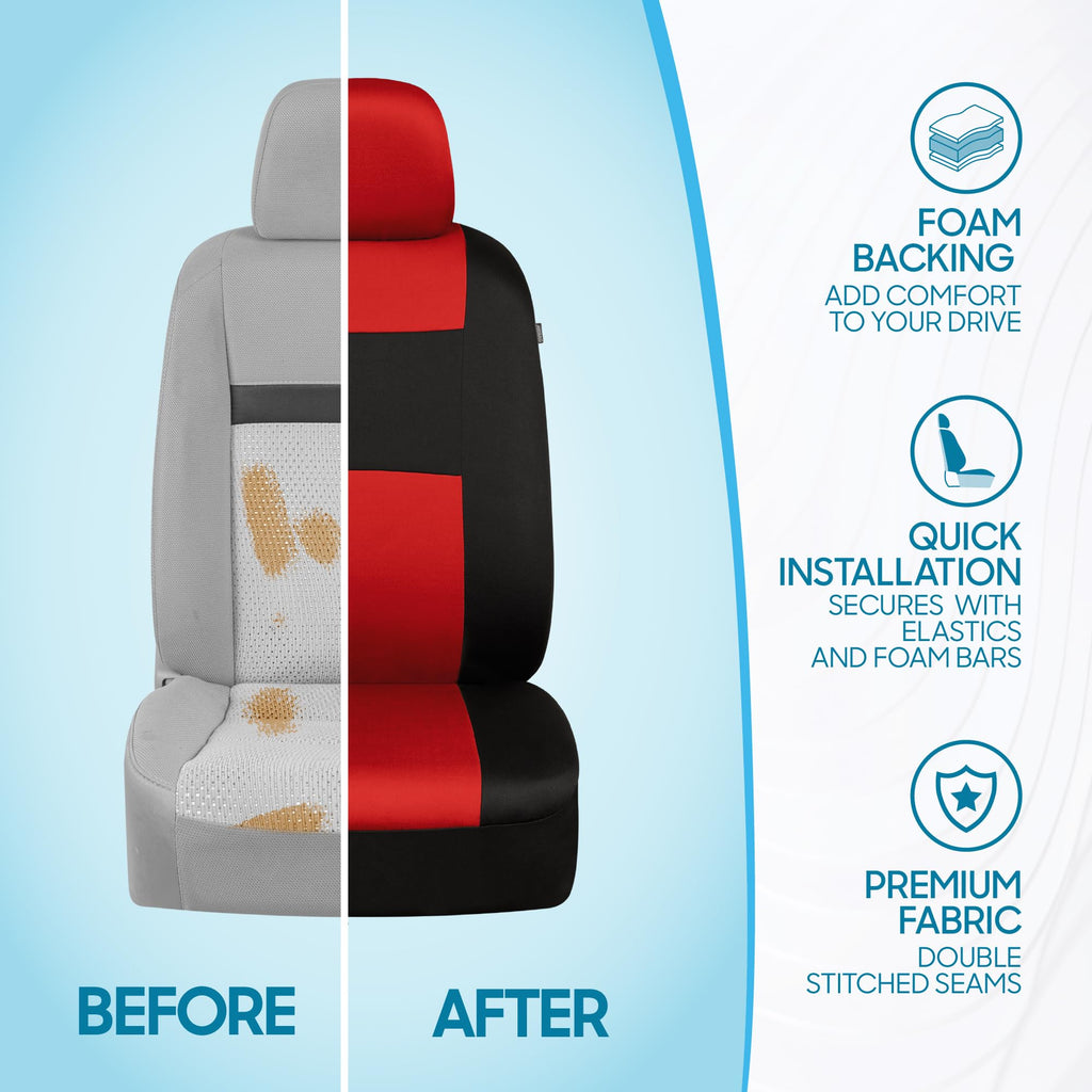 BDK PolyPro Car Seat Covers Full Set in Solid Black, Front and Rear Split Bench Seat Covers for Cars, Easy to Install Car Seats Cover Set and Accessories for Auto Trucks Van SUV - Solid Black Jansha Store