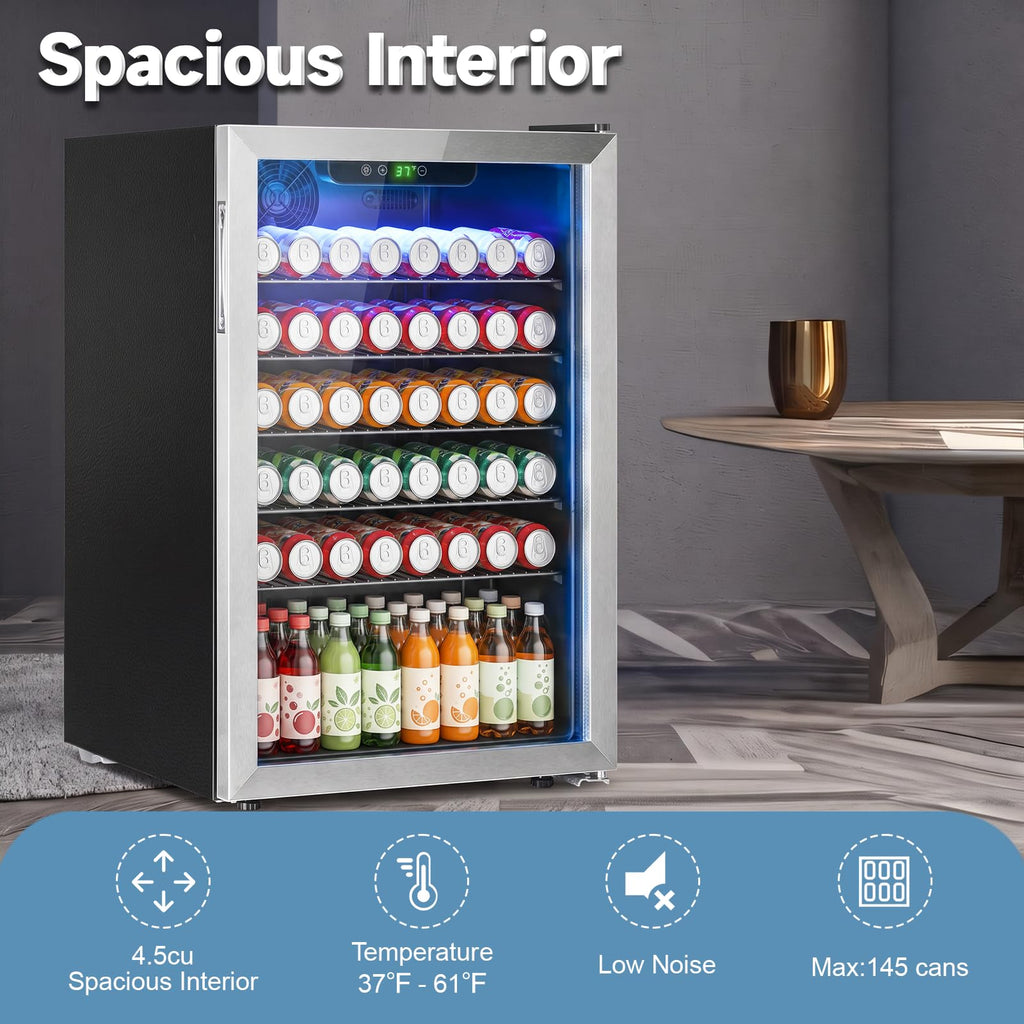 DOGHLY 1.7 Cu.ft Mini Fridge Glass Door, 72 Cans Beverage Refrigerator Jansha Store