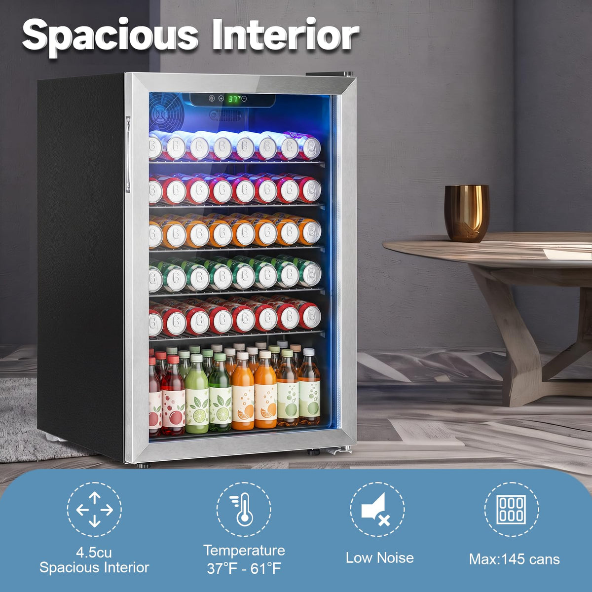 DOGHLY 1.7 Cu.ft Mini Fridge Glass Door, 72 Cans Beverage Refrigerator Jansha Store