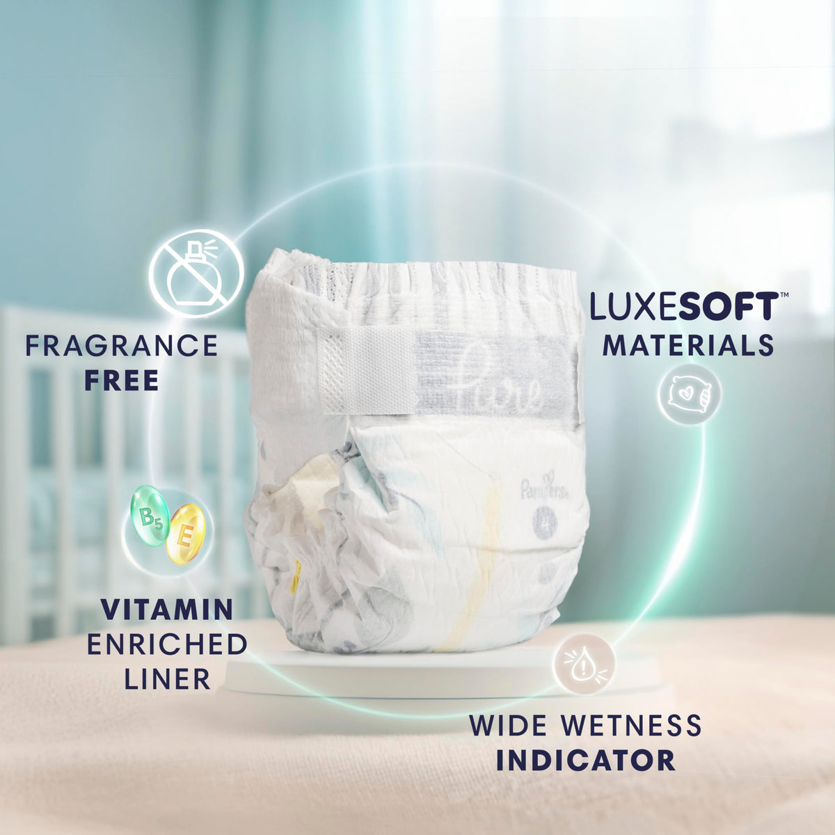 Pampers Pure Baby Diapers, Size 5 (27+ lbs), 132 Jansha Store