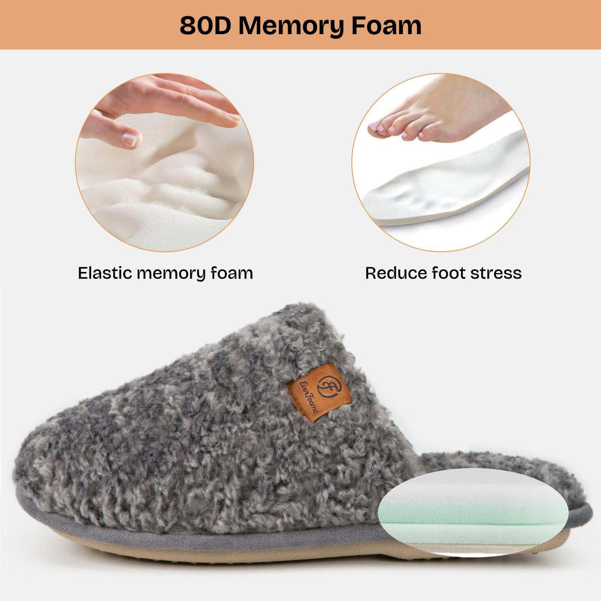 EverFoams Women's Fuzzy Slippers Warm Cozy Memory Foam Indoor House Shoes Jansha Store