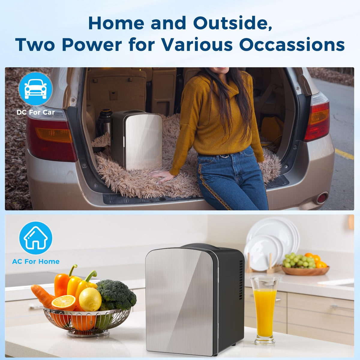 Antarctic Star Compact Refrigerator, Portable Mini Fridge, Skin Care 4L Capacity/6 Cans, for Bedroom, Car, Office & Dorm, Small Cooler for Cosmetics, Beverage and Food, White Jansha Store