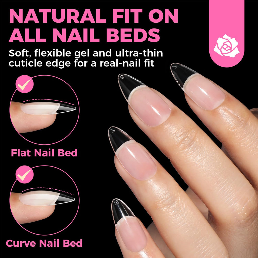 UNA GELLA Short Almond Nail Tips 504PCS Short Fake Nails Soft Press Ons Jansha Store