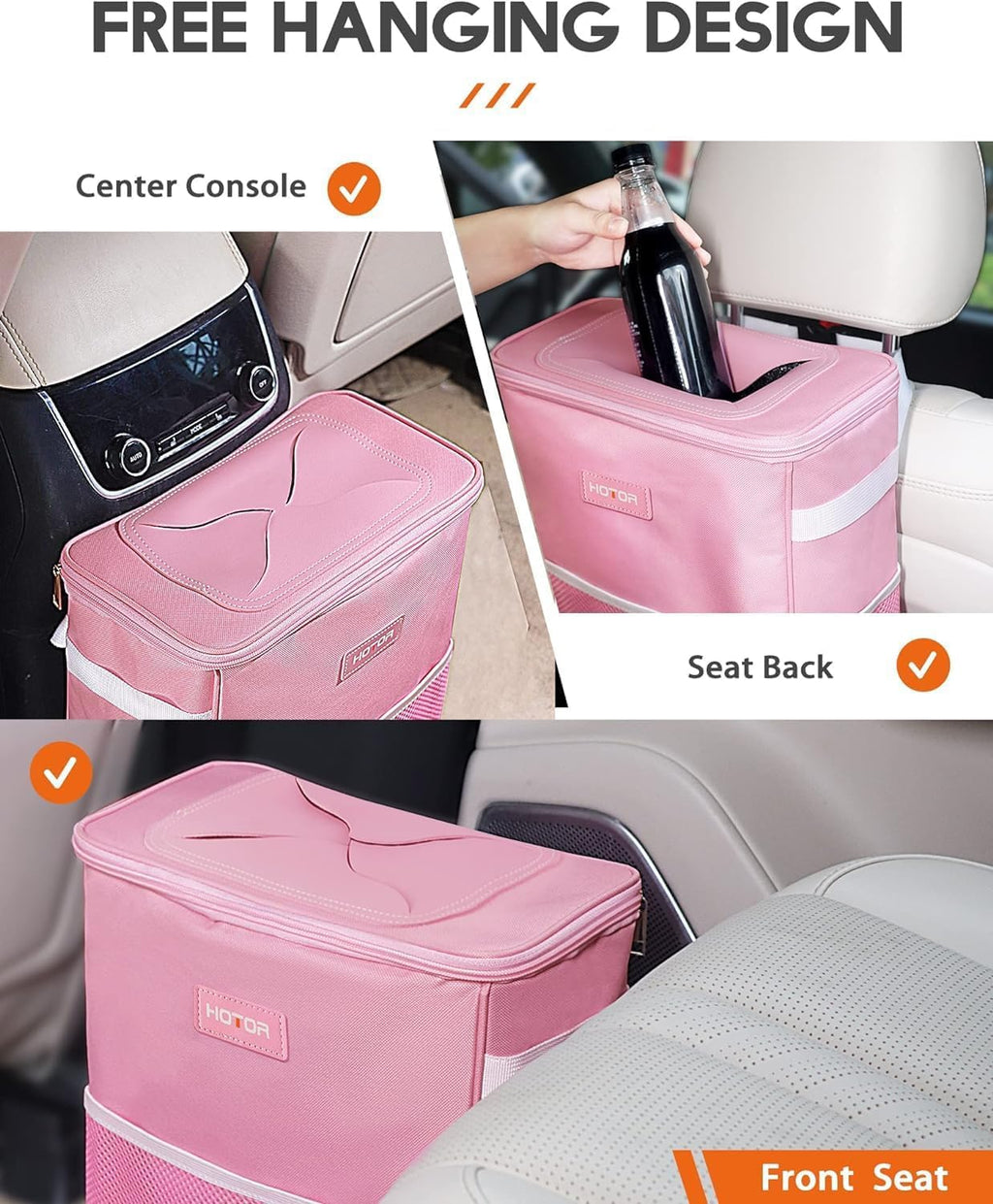 HOTOR Car Trash Can, Leakproof Car Organizer, 2-Gallon, Black Jansha Store