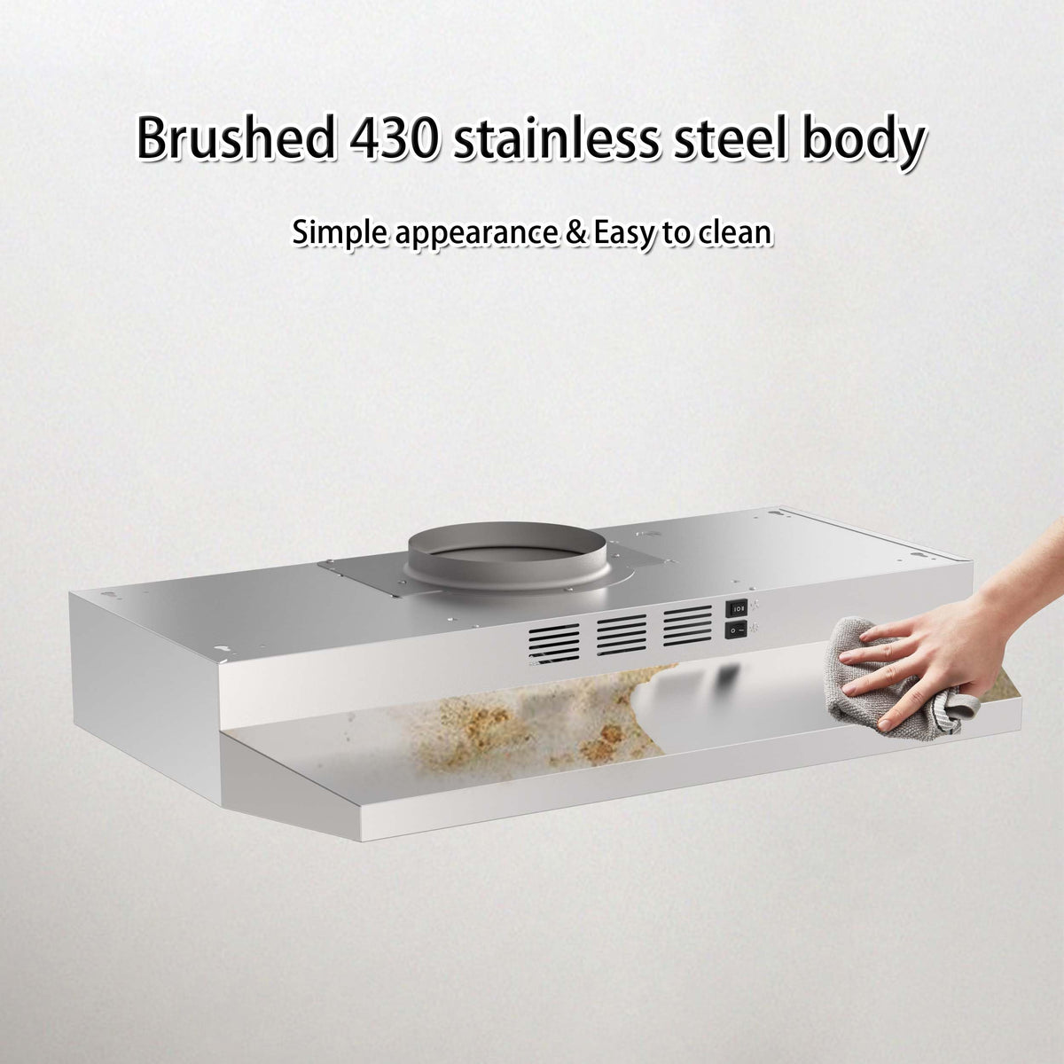 SNDOAS Black Range Hood 36 inch,Ductless Under Cabinet Range Hood Included Carbon Sponge Filter,Ducted Optional,Kitchen Hood 36 inch with 2 Vents,2 Speeds,Hard Wired Stove Vent Jansha Store