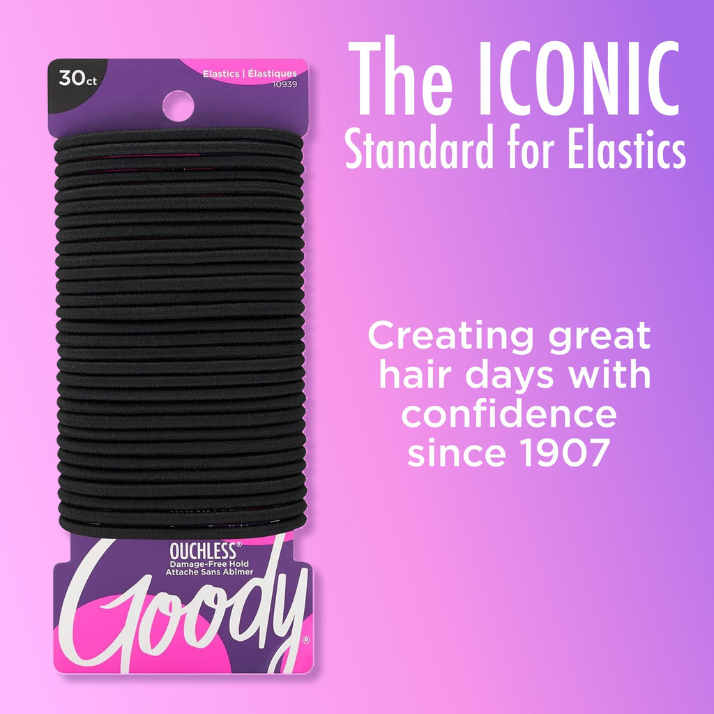 Goody Ouchless Elastic Hair Ties, 30 Ct, Brown, 4MM Rubber Bands, Pain-Free Jansha Store