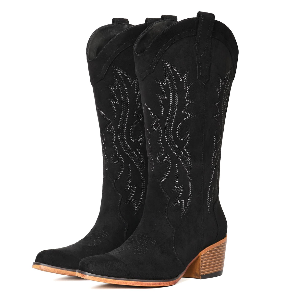 IUV Cowboy Boots For Women Western Cowgirl Boots Mid Calf Snip Toe Jansha Store