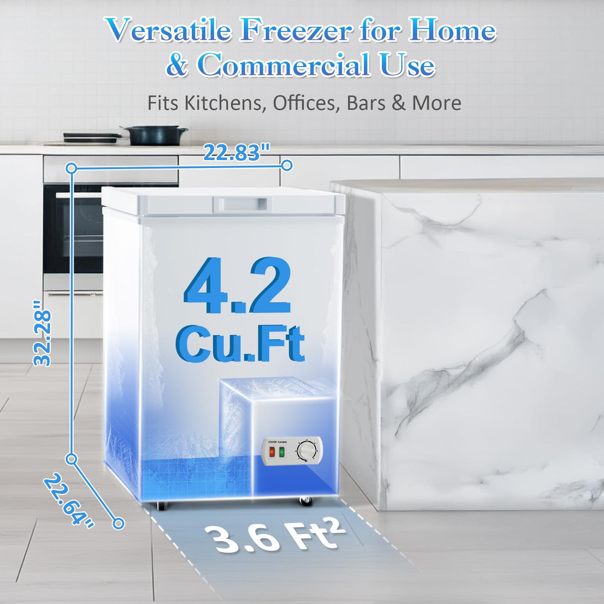 3.5 Cu.Ft Small Chest Freezer, Mini Deep Freezer with Removable Basket, Adjustable Temperature, Free Standing Top Open Door Energy Efficient Compact Freezer for Apartment, Home, Office, Garager，Gray Jansha Store