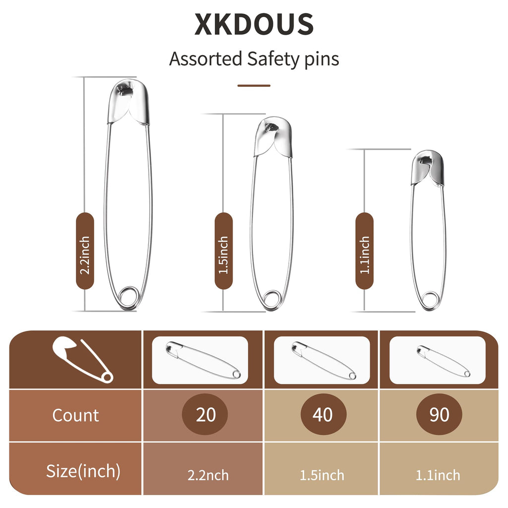 XKDOUS 3 Inch Large Safety Pins 100 pcs Silver Pins Bulk Jansha Store
