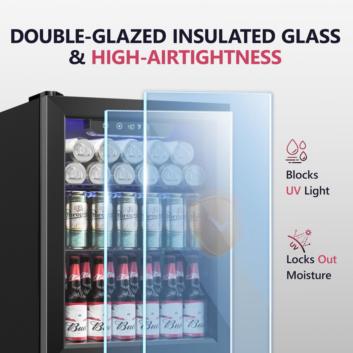 Icyglee 126 Can Mini Fridge, 3.2 Cu.Ft Beverage Refrigerator, Drink Cooler Jansha Store