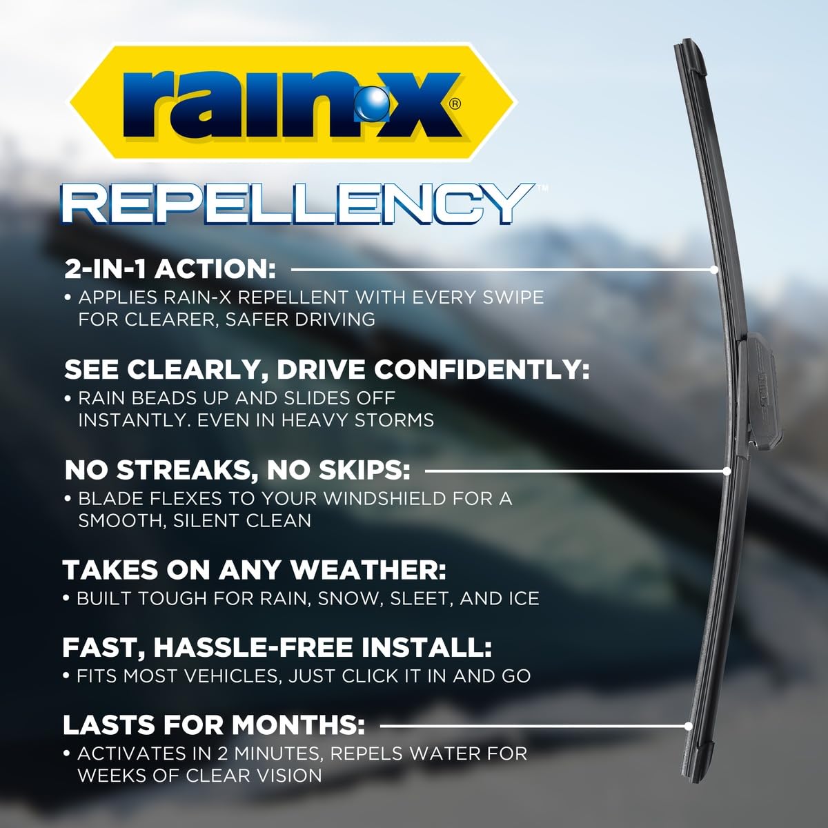 Rain-X 810363 Repellency Water Repellent Wiper Blades, 22" Windshield Wipers (Pack of 2), All Weather Streak-Free for Enhanced Visibility w/Water Repellency Formula [Amazon Exclusive] Jansha Store