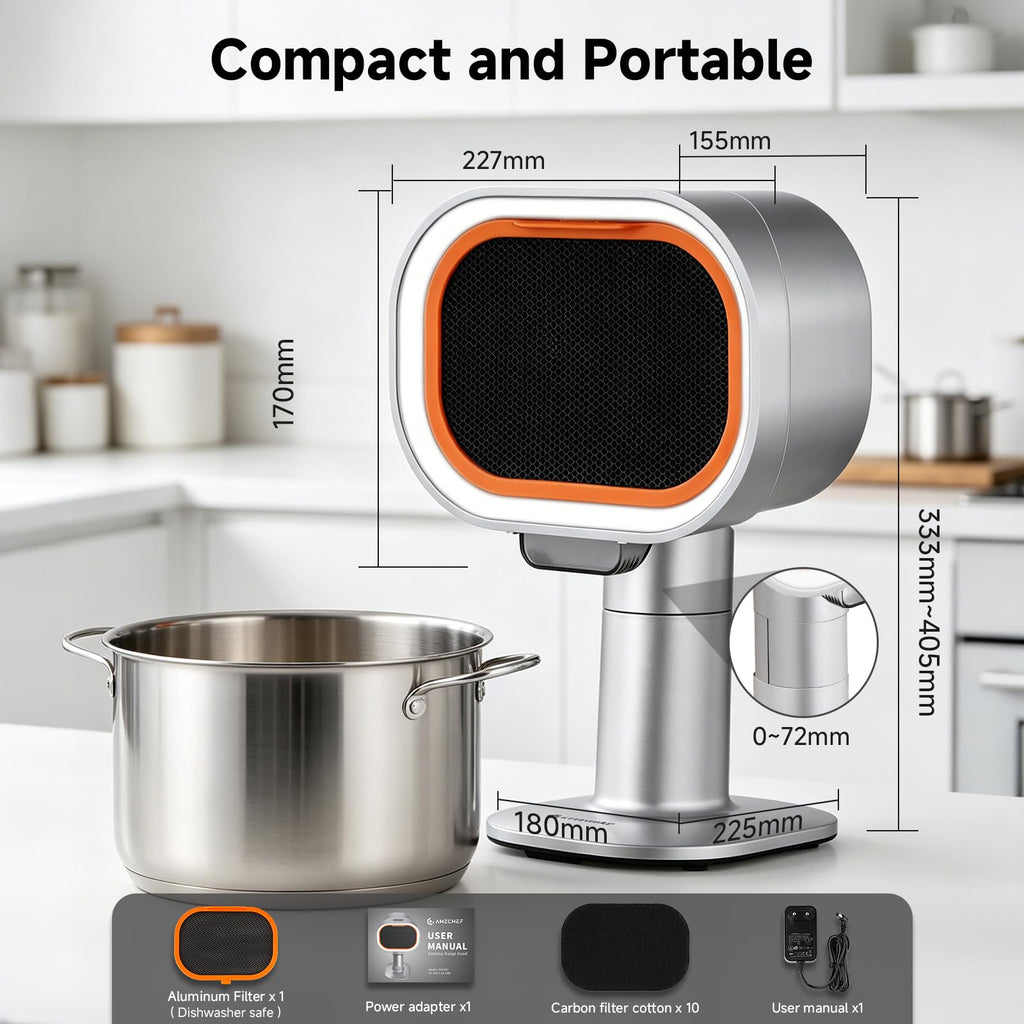 Portable Range Hood, 4-Speed Desktop Exhaust Fan with adjustable Height Jansha Store
