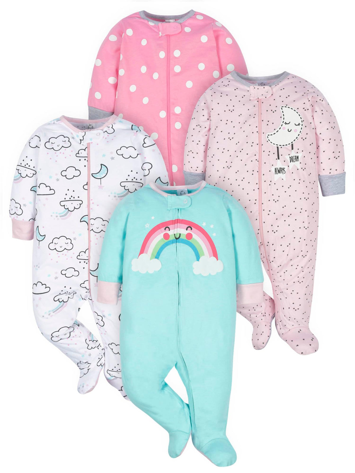 Gerber Baby Girls 4-Pack Sleep 'N Play Footie Jansha Store