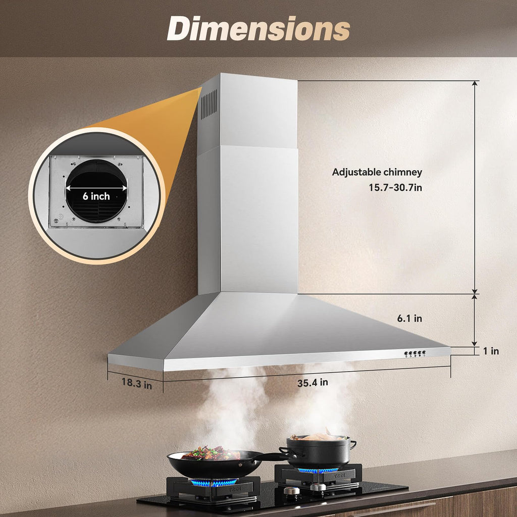 SNDOAS Black Range Hood,Wall Mount Range Hood 30 inch,Stainless Steel Kitchen Hood with Ducted/Ductless Convertible,Stove Vent Hood,Aluminum Filters,3 Speed Exhaust Fan,LED Light,Button Control Jansha Store