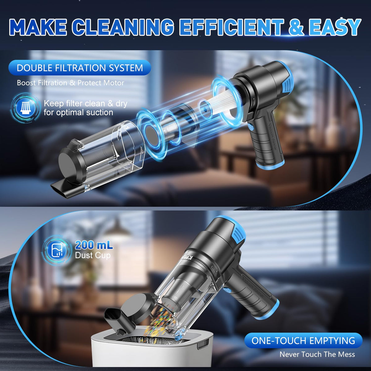 KMM Handheld Car Vacuum Cleaner, Hand Held Vacuum & Air Duster Jansha Store