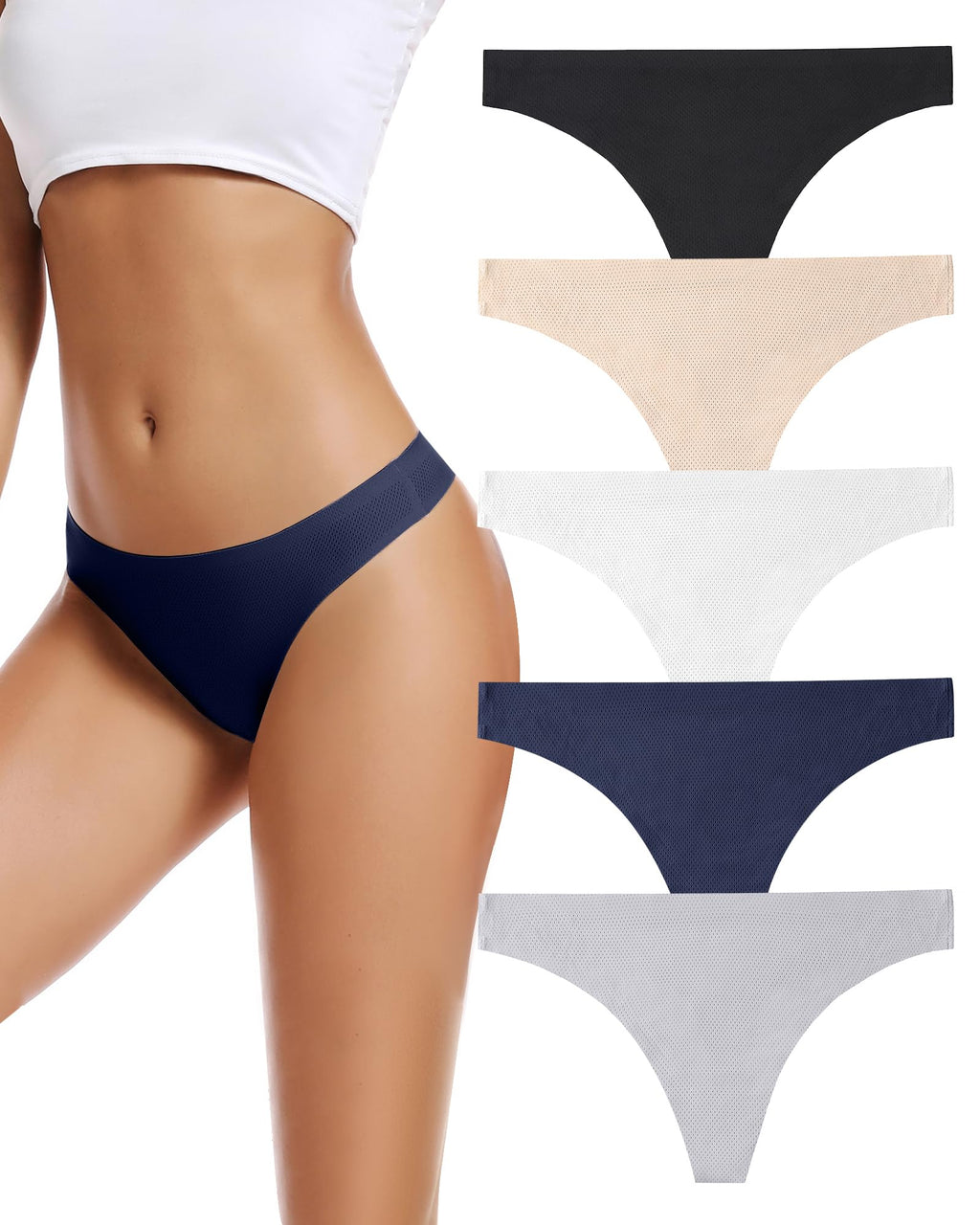 voenxe Seamless Women Underwear Thongs,No Show Ladies Workout Thong,5 Pack Jansha Store