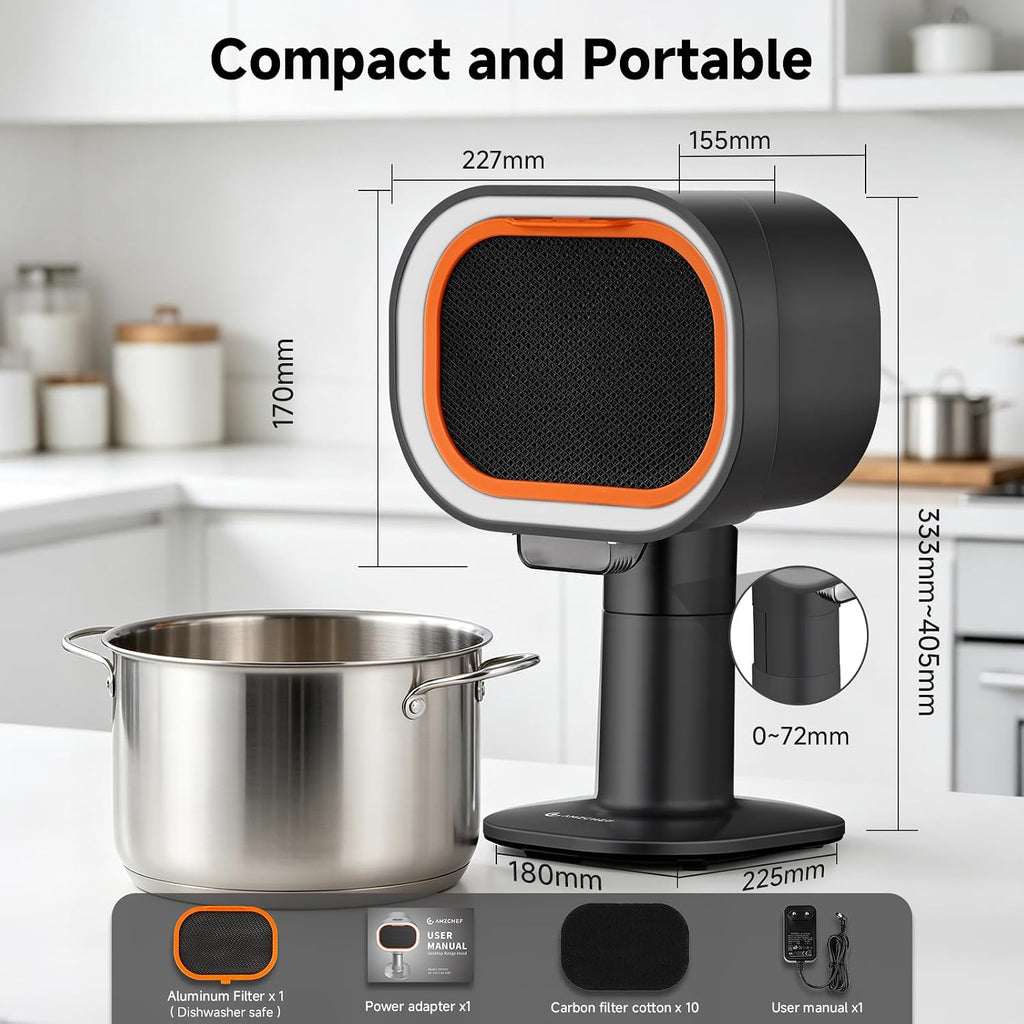 Portable Range Hood, 4-Speed Desktop Exhaust Fan with adjustable Height Jansha Store