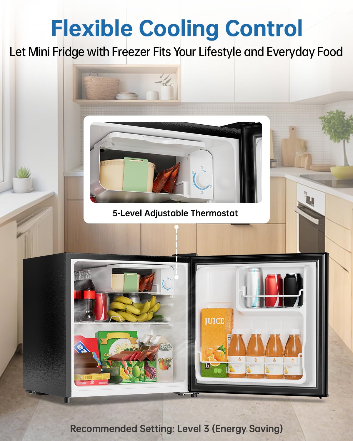 3.2 Cu Ft Mini Fridge with Freezer, Single Door Upright Freezer Jansha Store