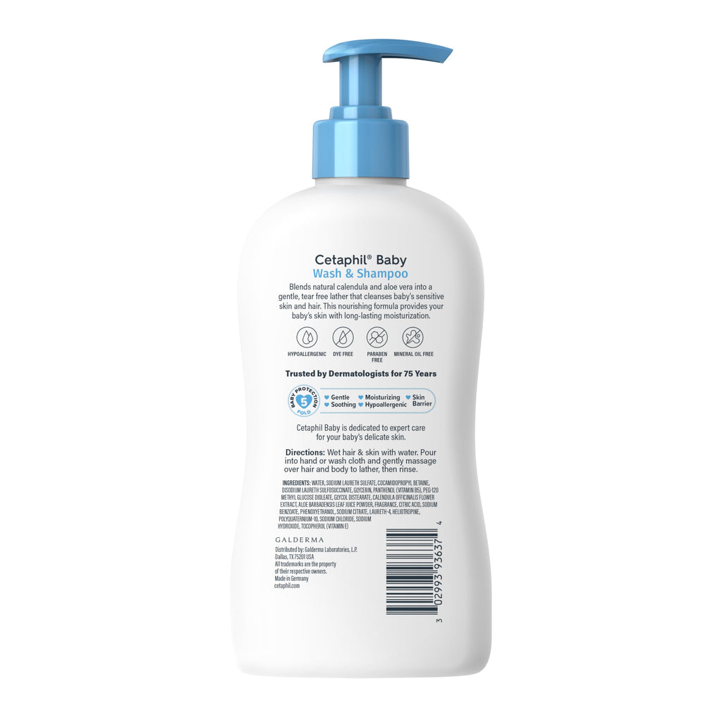 Cetaphil Baby Wash & Shampoo + Lotion, Sensitive Skin, 13.5oz, 2ct Jansha Store