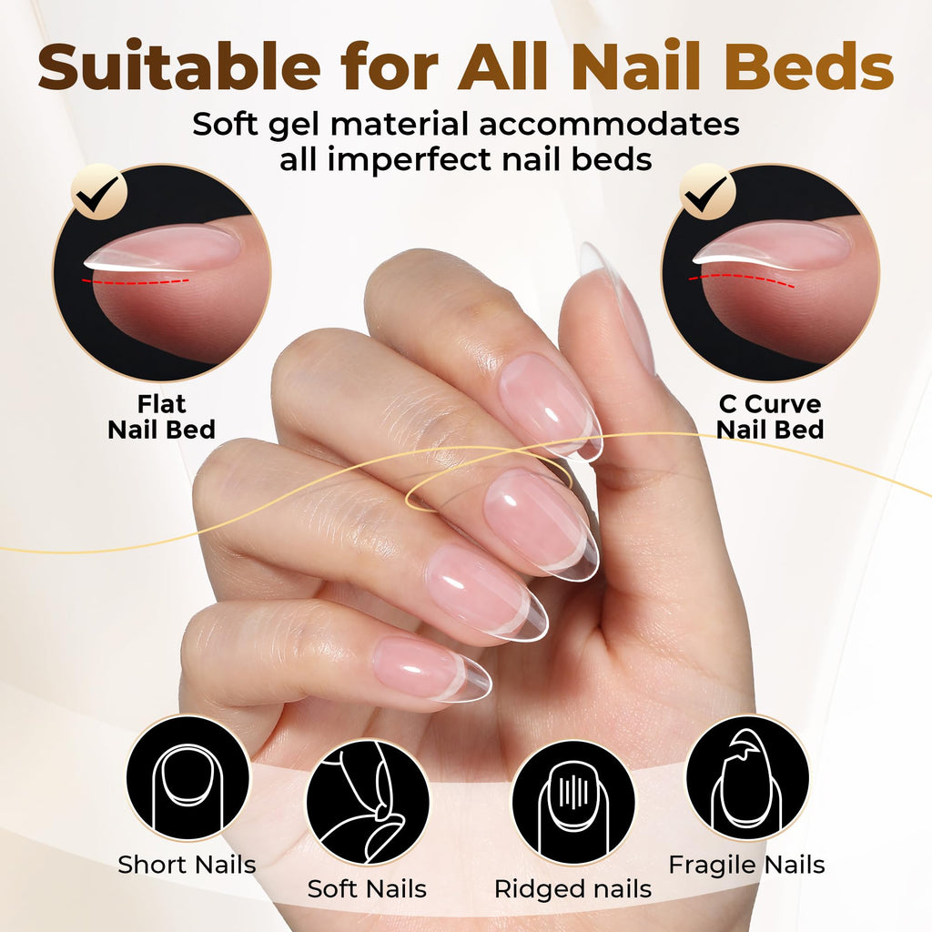 UNA GELLA Short Almond Nail Tips 504PCS Short Fake Nails Soft Press Ons Jansha Store