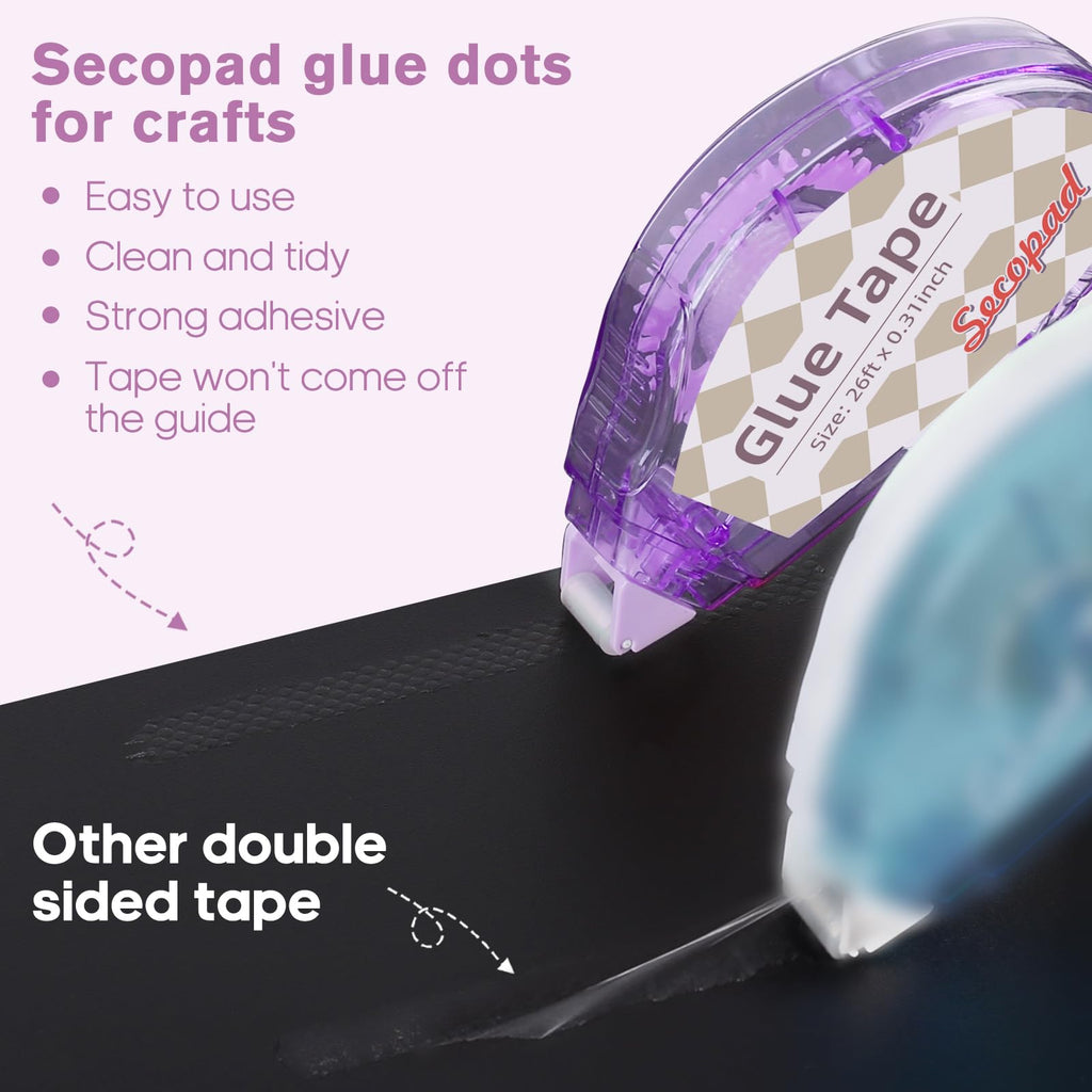 Secopad Scrapbook Tape, Glue Tape for Crafts, 12 Pack, Clear Colored Shell Jansha Store