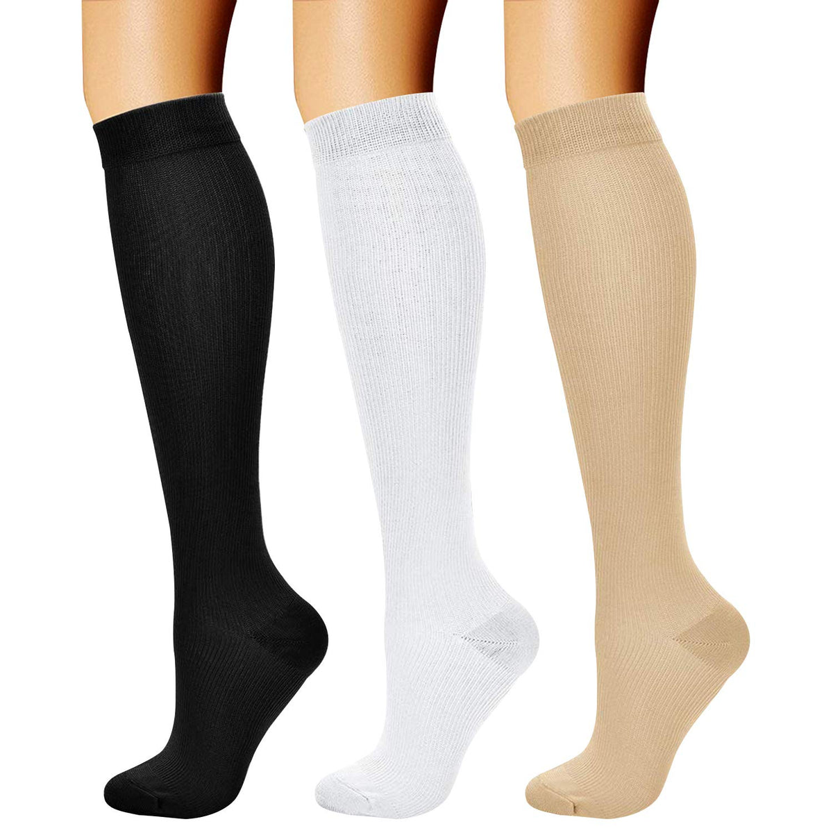 CHARMKING Compression Socks for Women & Men Circulation (3 Pairs) 15-20 mmHg is Best Support for Athletic Running Cycling Jansha Store