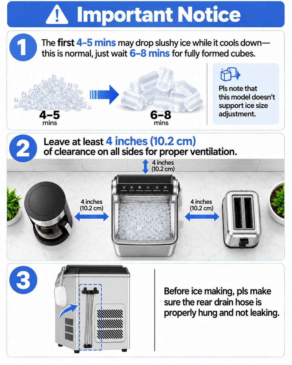 Nugget Ice Maker Countertop,55LBS/Day Ready in 4 Mins, Stainless Steel Jansha Store