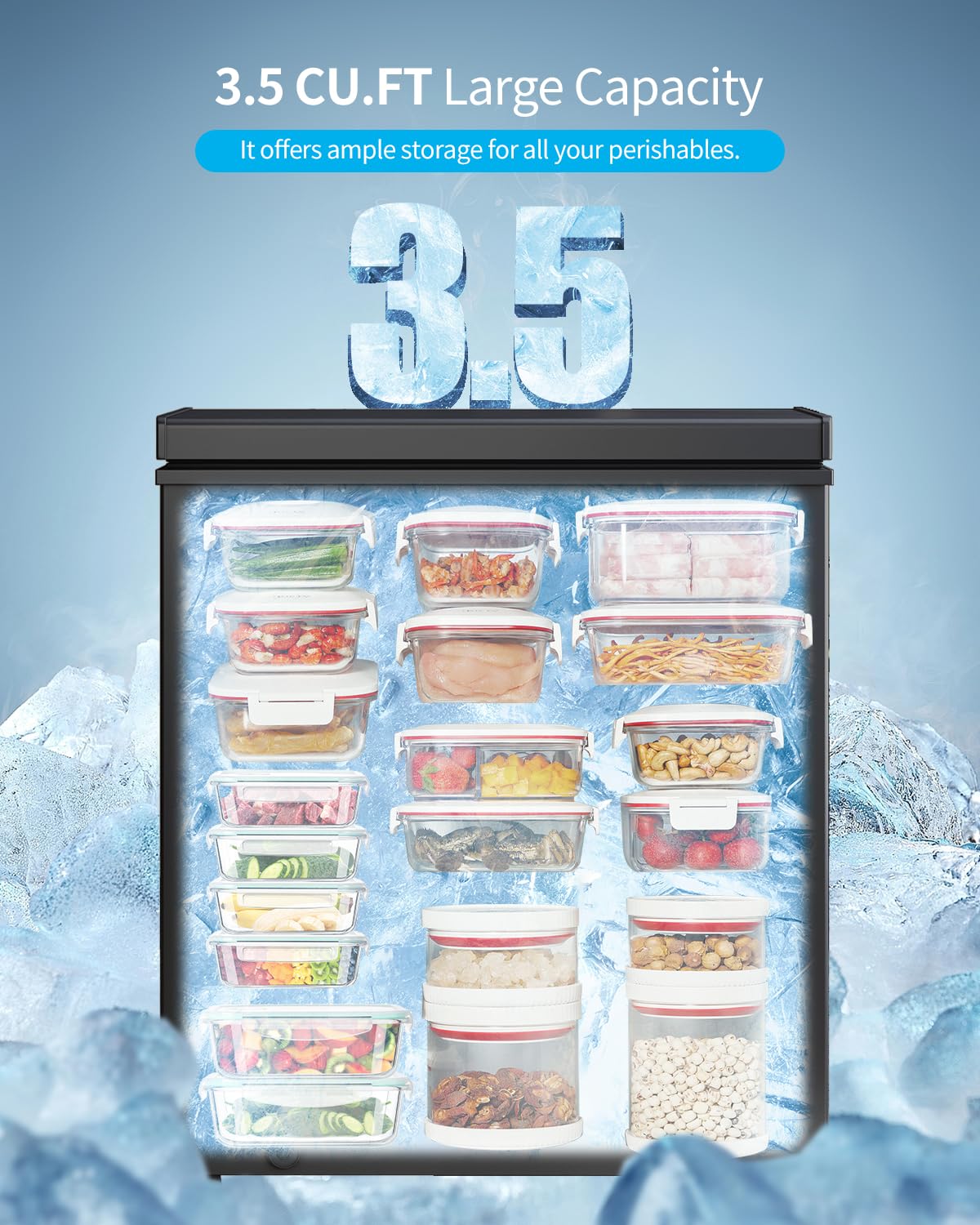 TABU 5.0 Cubic Feet Chest Freezer, Compact Deep Freezer, Black Jansha Store