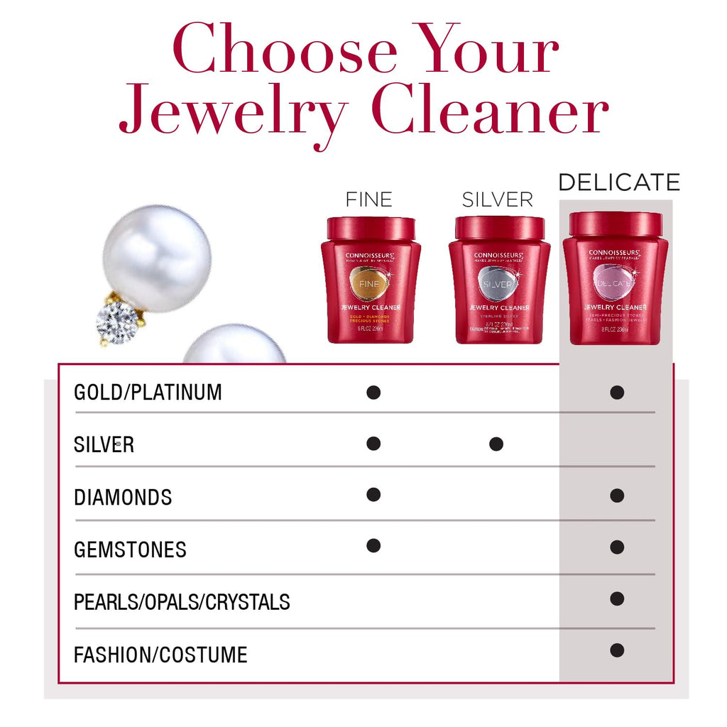 CONNOISSEURS Premium Edition Jewelry Cleaner, Value Size 9.6oz - Pick from Fine, Silver or Delicate Jewelry Cleaner Jansha Store