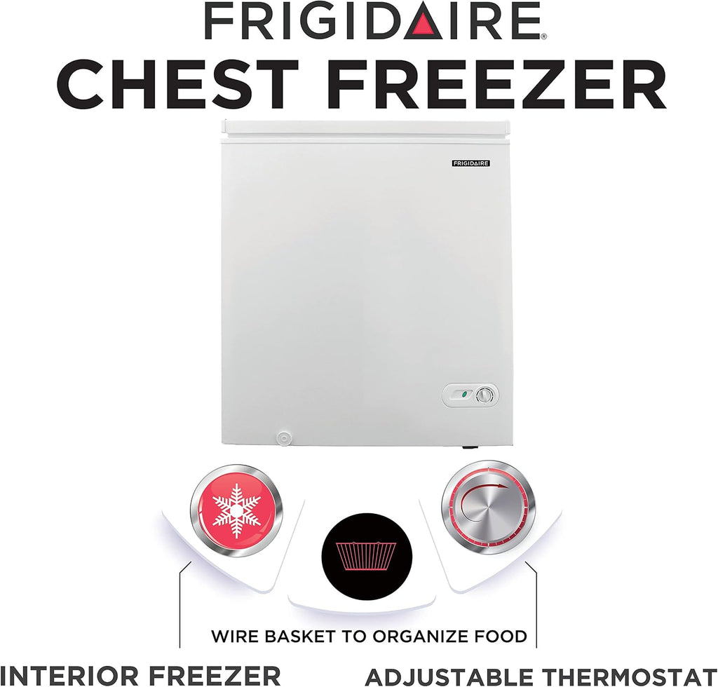 FRIGIDAIRE EFRF9003 Chest Deep Freezer, 9 Cu. Ft. Class, WhiteAdjustable Thermostat-Removable Vinyl Coated Wire Basket-Easy Defrost Drain, 9-10CF, White Jansha Store