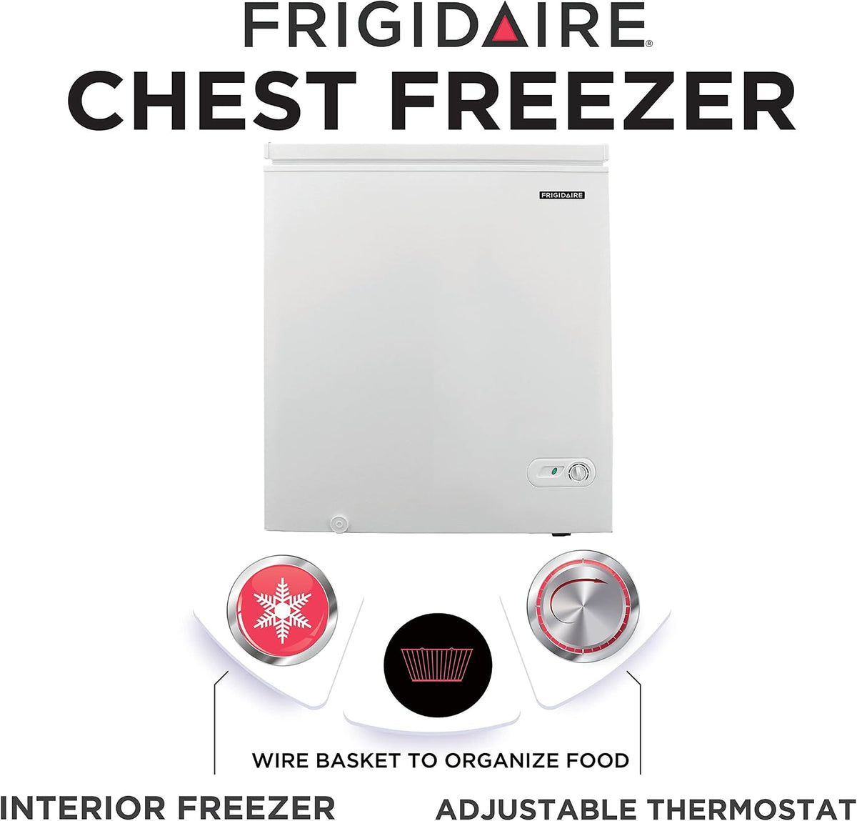 FRIGIDAIRE EFRF9003 Chest Deep Freezer, 9 Cu. Ft. Class, WhiteAdjustable Thermostat-Removable Vinyl Coated Wire Basket-Easy Defrost Drain, 9-10CF, White Jansha Store