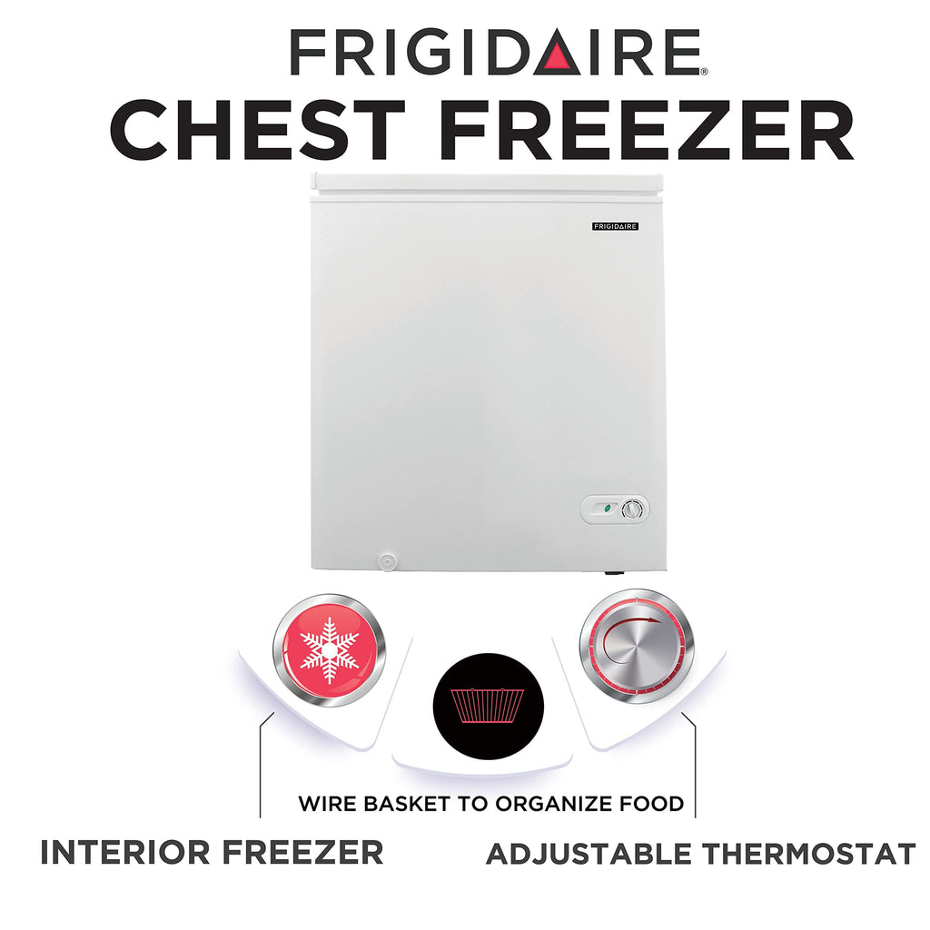 FRIGIDAIRE EFRF5003-BLACK Chest Deep Freezer-Garage-Ready, 5.0 Cu. Ft. Capacity, Black-Adjustable Thermostat-Removable Vinyl Coated Wire Basket-Easy Defrost Drain Jansha Store