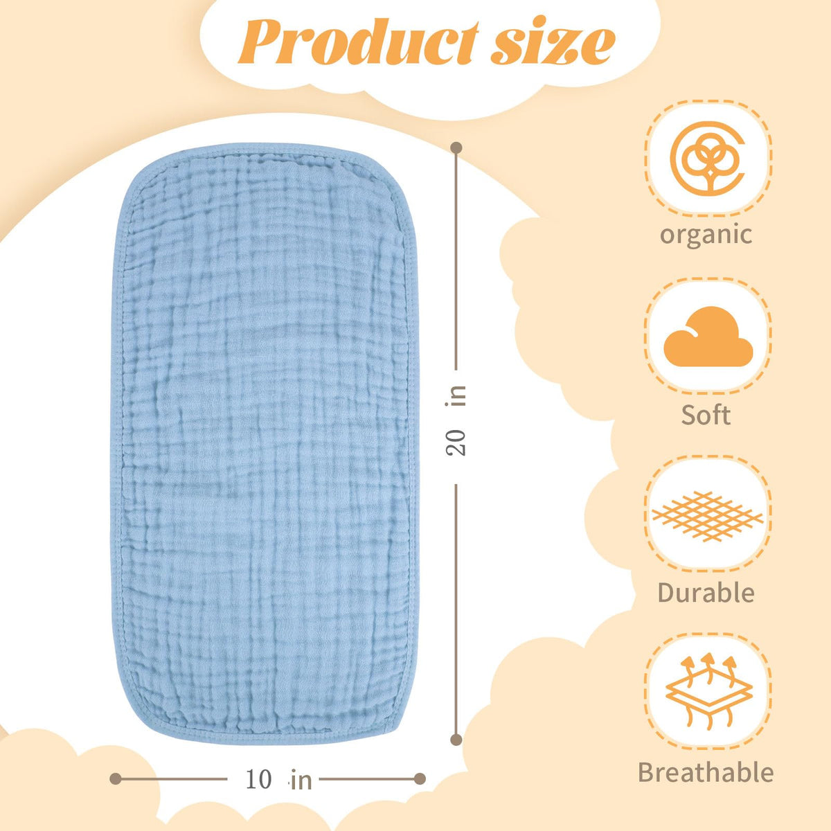 MIGIOL Baby Burp Cloths 100% Cotton Newborn Muslin Burp Cloths 10x20 inches Baby Essentials Blue & Green 5-Pack Jansha Store