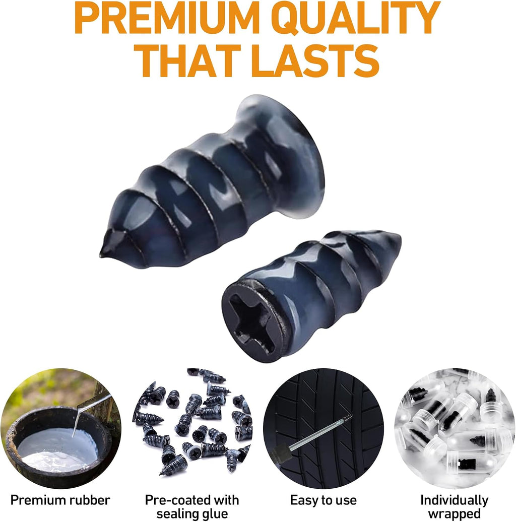 40 PCS Quick Fix Screw-in Tire Plug Kit with 2 Tubes of Sealant Glue Jansha Store