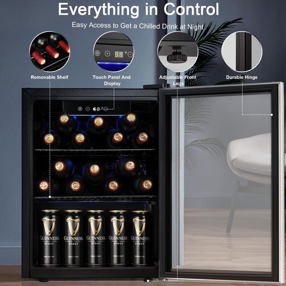 Antarctic Star Beverage Refrigerator Cooler 68 Can, Mini Fridge with Glass Door for Beer Drinks Wine,Freestanding Small Fridge with Electronic Temperature Control for Home and Bar,1.7 cu.ft Jansha Store