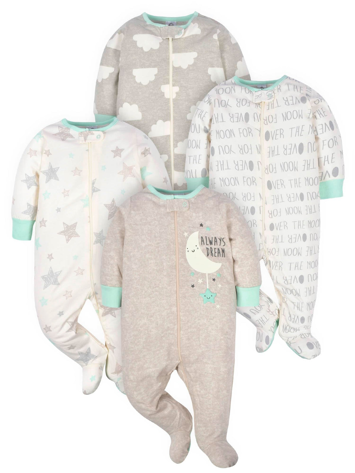 Gerber Baby Girls 4-Pack Sleep 'N Play Footie Jansha Store