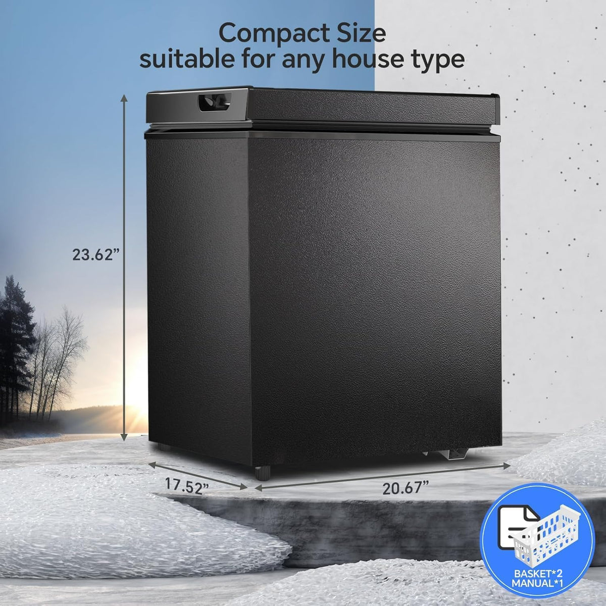 Kismile 1.8 Cu.Ft Mini Chest Freezer, Compact Deep Freezer for Home, Black Jansha Store