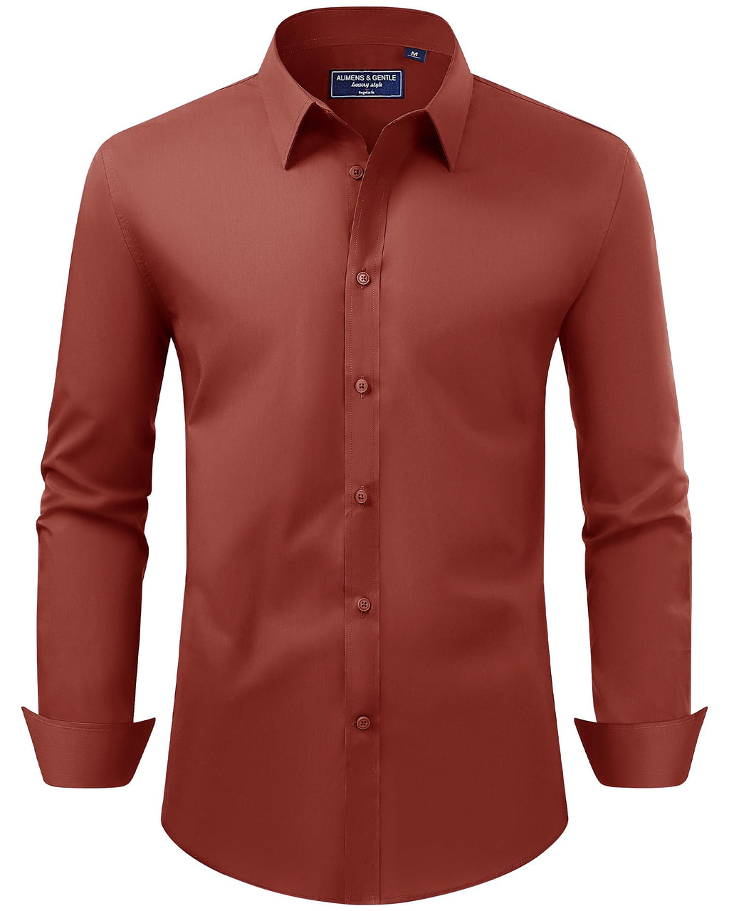Alimens & Gentle Men's Dress Shirt Regular Fit Stretch Stain Shield Long Sleeve Solid Business Wedding Button Down Shirts Jansha Store