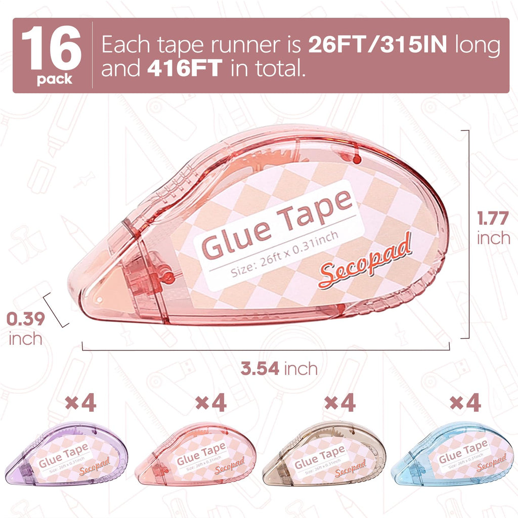 Secopad Scrapbook Tape, Glue Tape for Crafts, 12 Pack, Clear Colored Shell Jansha Store