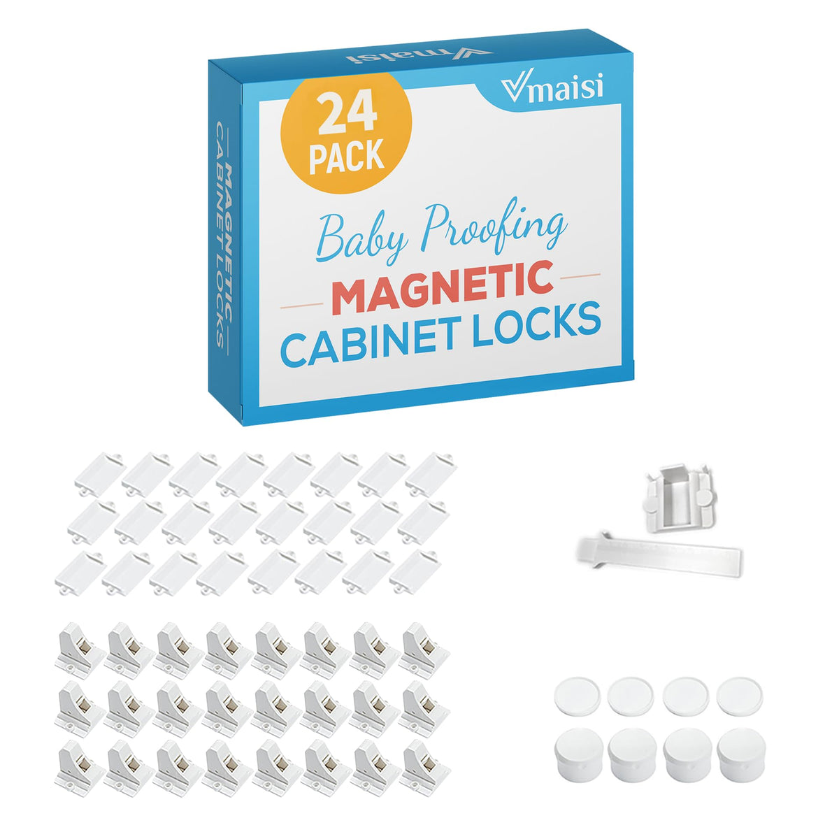 Vmaisi 20 Pack Magnetic Cabinet Locks Baby Proofing and 2 Keys Jansha Store