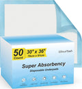 50 Count 30” x 36” Super Absorbency Disposable Underpads Jansha Store