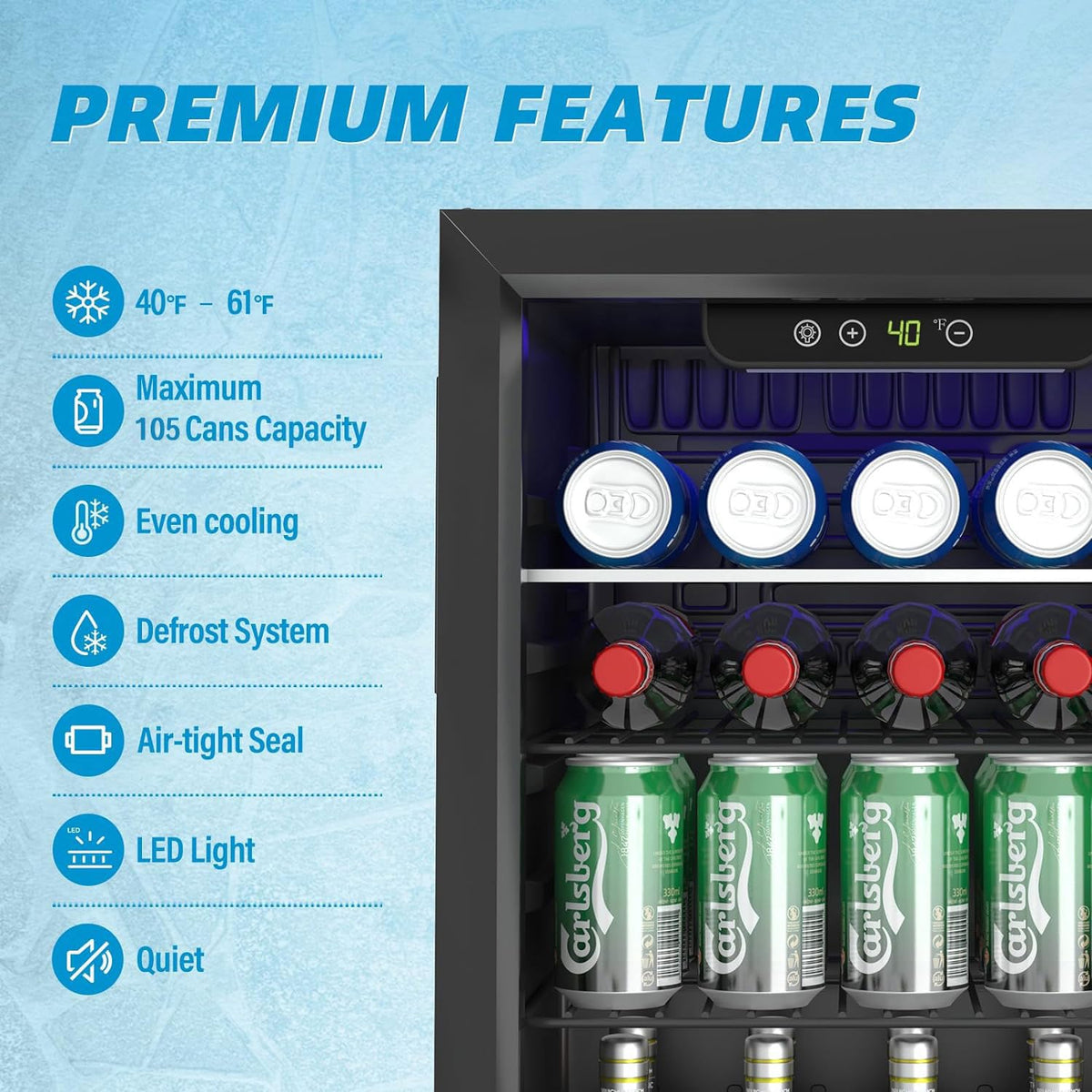 Erivess 24 Can Mini Fridge, 0.6 Cu.ft Beverage Refrigerator Cooler, Black Jansha Store